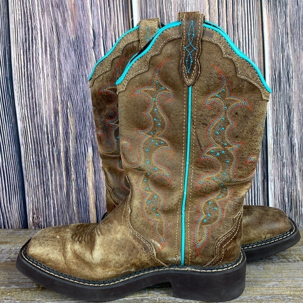 Woman’s Justin Gypsy Brown & Blue Cowgirl Boots- Size 6.5 - Picture 6 of 12